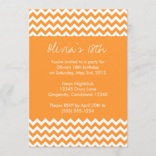 Orange Chevron Birthday Invitation