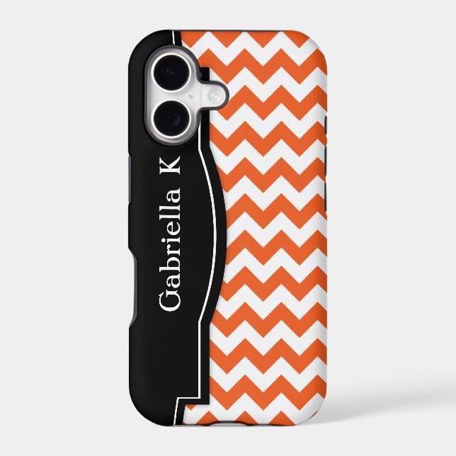 Orange Chevron Black Frame iPhone 5 case (Back)
