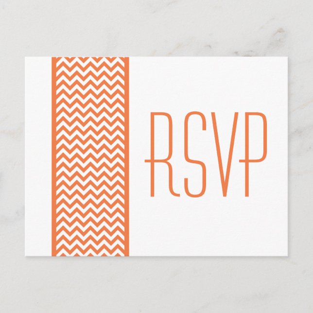 Orange Chevron Border RSVP Postcard (Front)