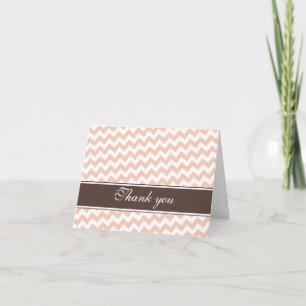 Orange Chevron Brown Stripe custom Thank You Cards