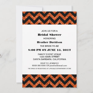 Orange Chevron Glitter Bridal Shower Invite
