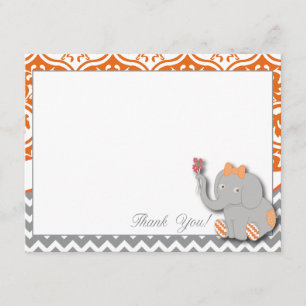 Orange & Chevron Grey Thank You Card