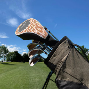 Orange Chevron Personalised Golf Head Cover