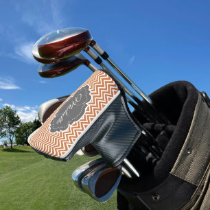 Orange Chevron Personalised Golf Head Cover