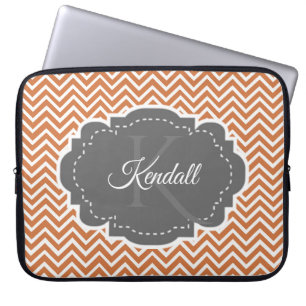 Orange Chevron Personalised Laptop Sleeve