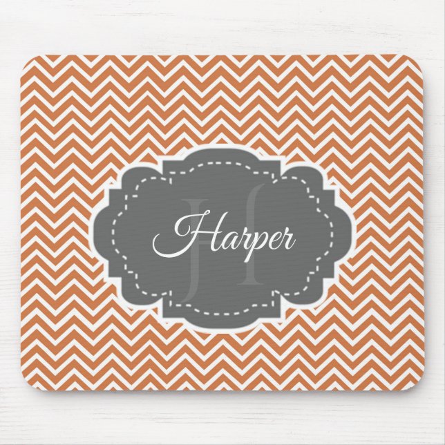 Orange Chevron Personalised Mouse Pad (Front)