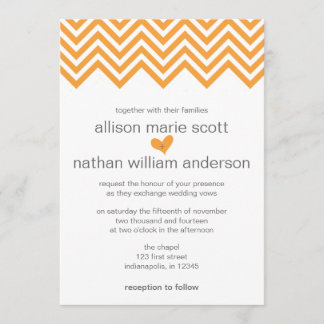 Orange Chevron Wedding Invitation