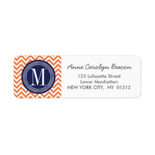 Orange Chevron Zigzag Personalised Monogram