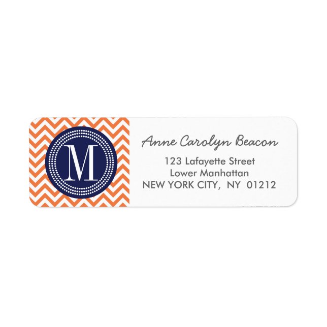 Orange Chevron Zigzag Personalised Monogram (Front)