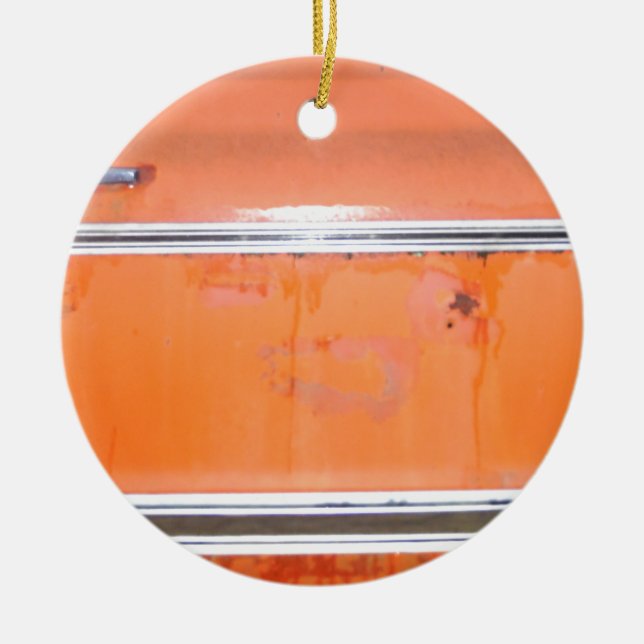 Orange Chevy Truck Door Ceramic Tree Decoration (Front)