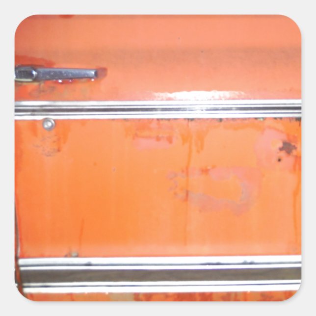 Orange Chevy Truck Door Square Sticker (Front)