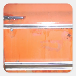 Orange Chevy Truck Door Square Sticker