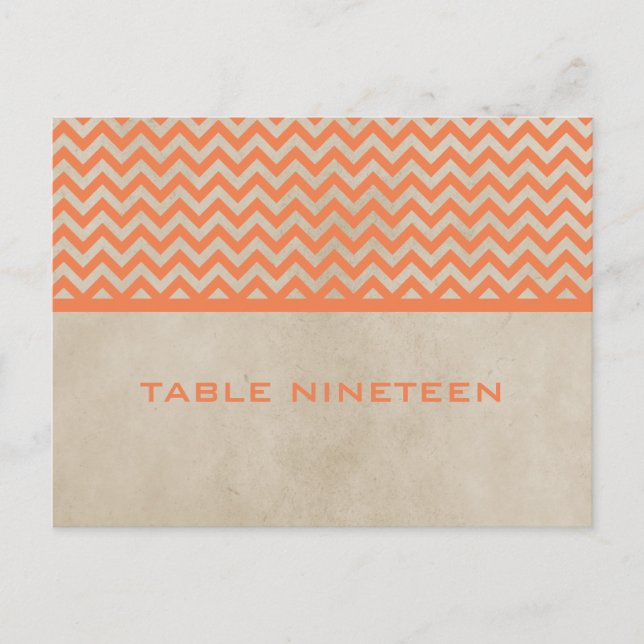 Orange Chic Chevron Table Number Postcard (Front)