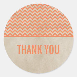 Orange Chic Chevron Thank You Stickers
