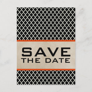 Orange Chic Quatrefoil Save the Date Postcard