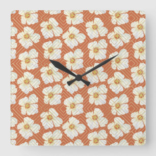 Orange Chicken Square Wall Clock