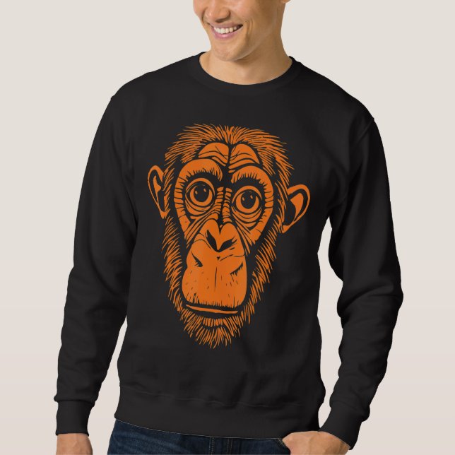 Orange Chimpanzee   Ape Not Monkey   Cute Chimp Sweatshirt (Front)