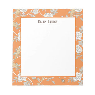 Orange Chinoiserie Floral Notepad