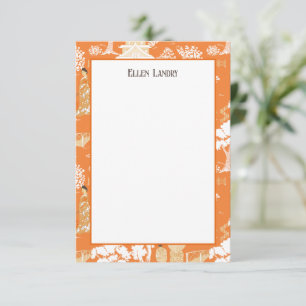 Orange Chinoiserie Pagodas Thank You Card