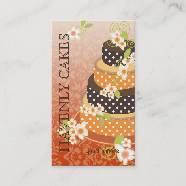 Orange + Chocolate Wedding Cake/Bakery/pâtisserie Business Card (Front)