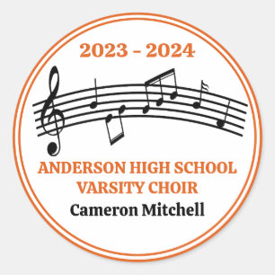 Orange Choir Custom High School Graduation Party Classic Round Sticker