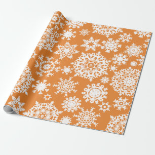 Orange Christmas Snowflake Pattern wrapping paper