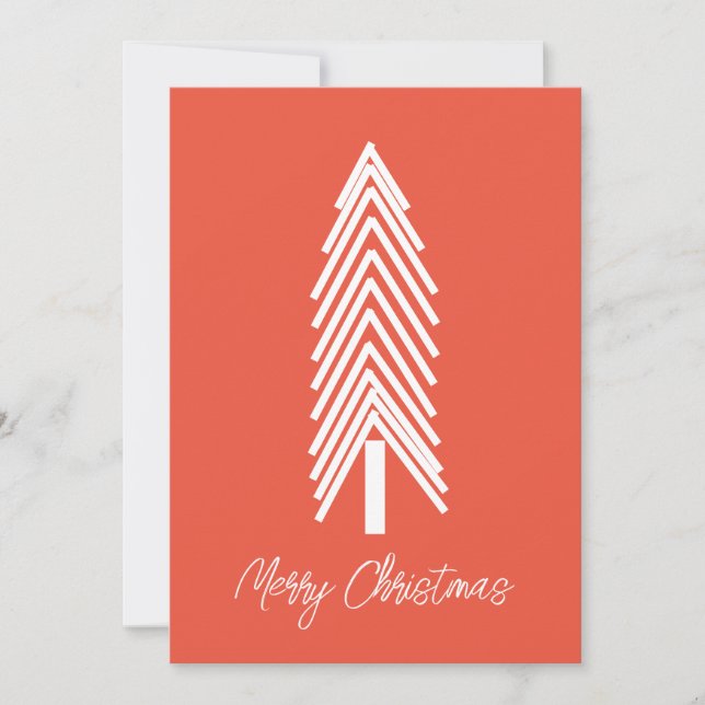 Orange Christmas Tree Merry Christmas Card (Front)