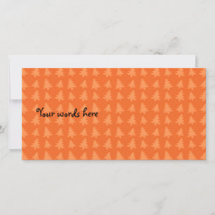 Orange christmas trees pattern holiday card