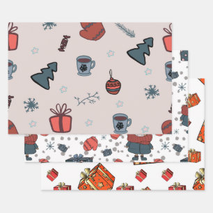 Orange Christmas Wrapping Paper Sheet