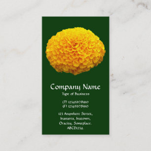 Orange Chrysanthemum - Dark Green Business Card