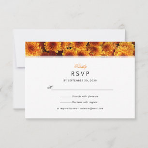 Orange Chrysanthemums Wedding RSVP Card