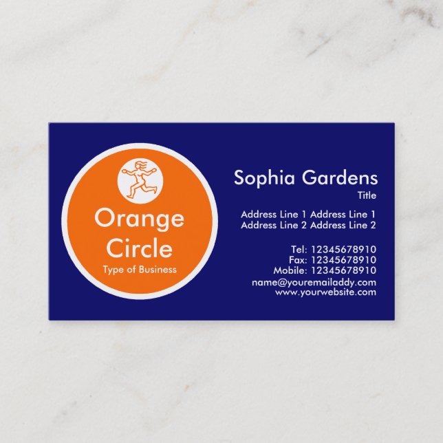 Orange Circle - Dark Blue Business Card (Front)