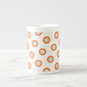 Orange Circle Dot Retro Design Bone China Mug