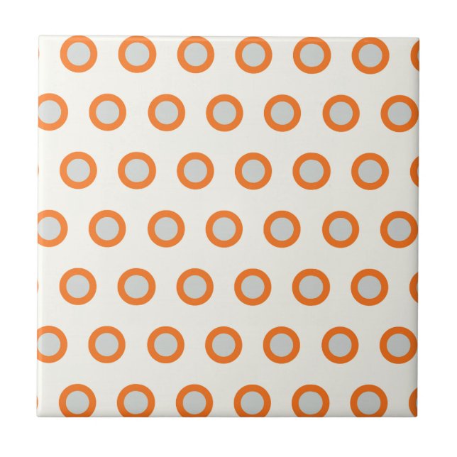 Orange Circle Dot Retro Design Tile (Front)