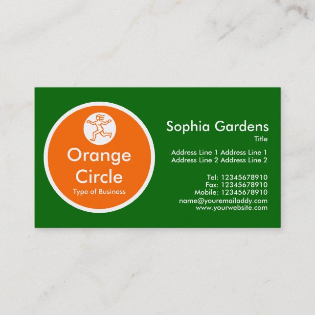 Orange Circle - Grass Green Business Card (Front)