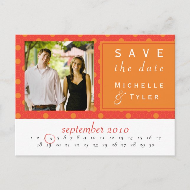 Orange Circle Save the Date Card (Front)