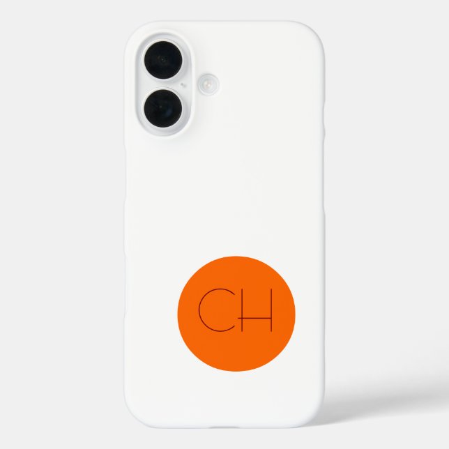 Orange Circle White Monogram Case-Mate iPhone Case (Back)