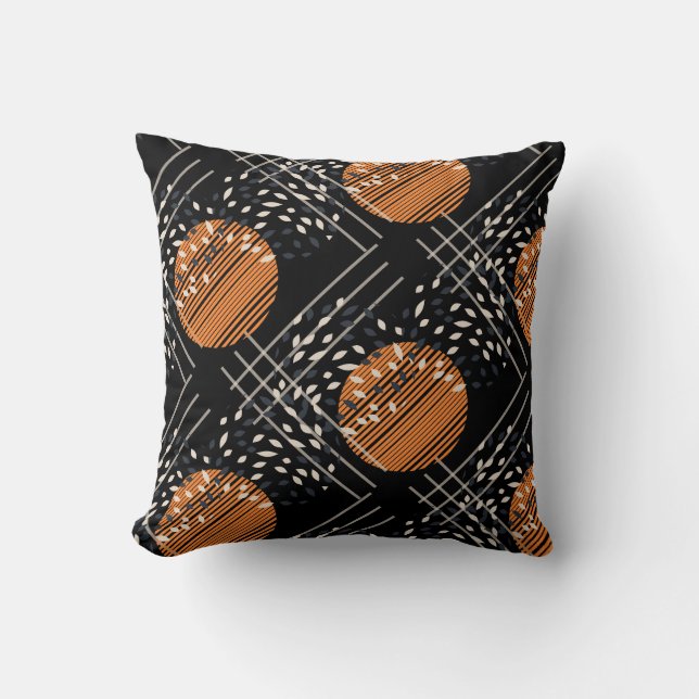 Orange Circles Abstract Vintage Pattern Cushion (Front)