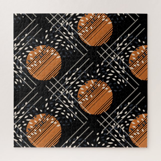 Orange Circles Abstract Vintage Pattern Jigsaw Puzzle (Vertical)