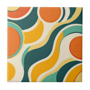 Orange Circles and Colour Streams Tile