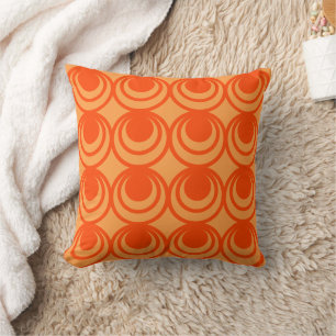 Orange Circles and Dots Abstract Pattern Cushion