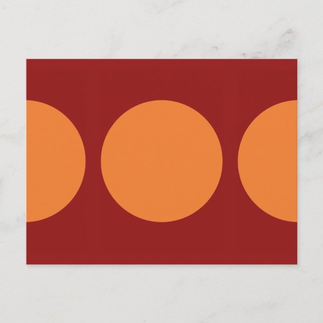 Orange Circles on Red Postcard (Front)