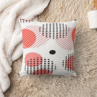 Orange Circles with Black Polka Dots pattern Cushion