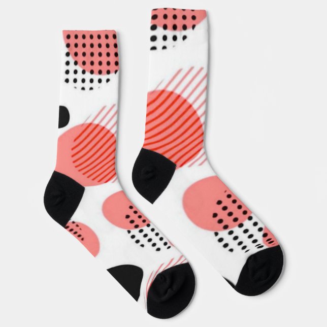 Orange Circles with Black Polka Dots pattern Socks (Right)