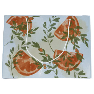 Orange Citrus and Greenery Large Gift Bag
