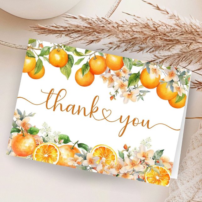 Orange Citrus Baby Shower Folded Thank You Cards (Creator Uploaded)
