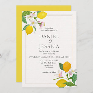 Orange citrus blossom watercolor botanical invitation
