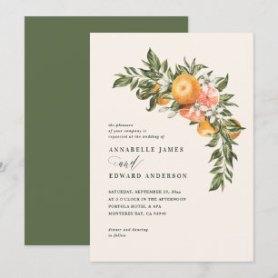 Orange citrus blossom watercolor botanical wedding