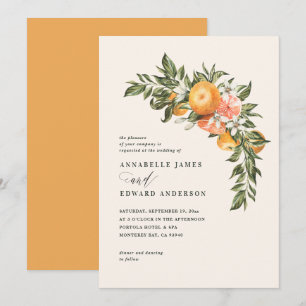 Orange citrus blossom watercolor botanical wedding