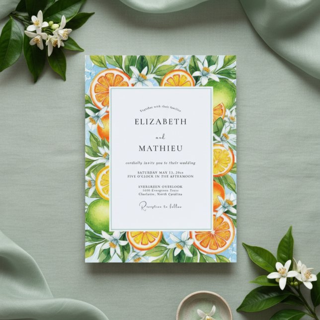 Orange Citrus Blossom Wedding Invitation (Creator Uploaded)